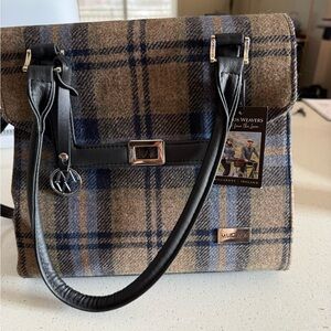 Mucros Weavers Brown and Black Plaid Shoulder Bag